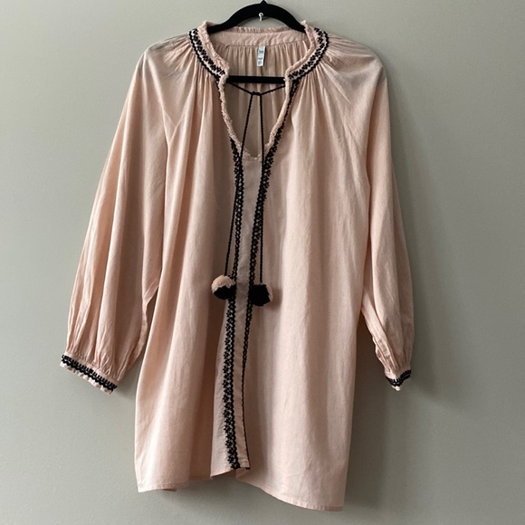 Zara trf Collection Embroidered Long Sleeve Tunic with Pom-Pom Tie - Picture 4 of 13